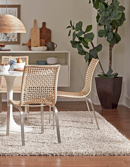 Unique Loom Solid Shag Collection Area Rug (7' 10" Square, Taupe)