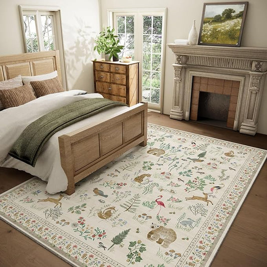 8x10 Area Rugs for Living Room: Washable Bedroom Rug Boho Stain Resistant Non Slip Low Pile Soft Lightweight Carpet for Kitchen Dining Room Farmhouse Nursery Kids Room Home Office Indoor
