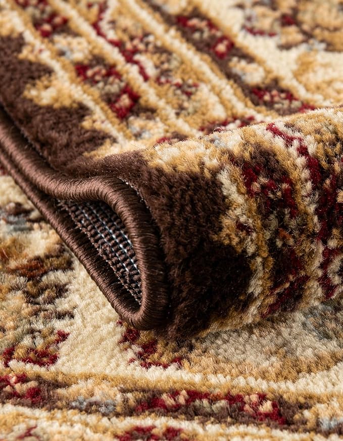Rugs.com Aditi Collection Rug – 5 Ft Runner Brown Medium-Pile Rug Perfect for Hallways, Entryways