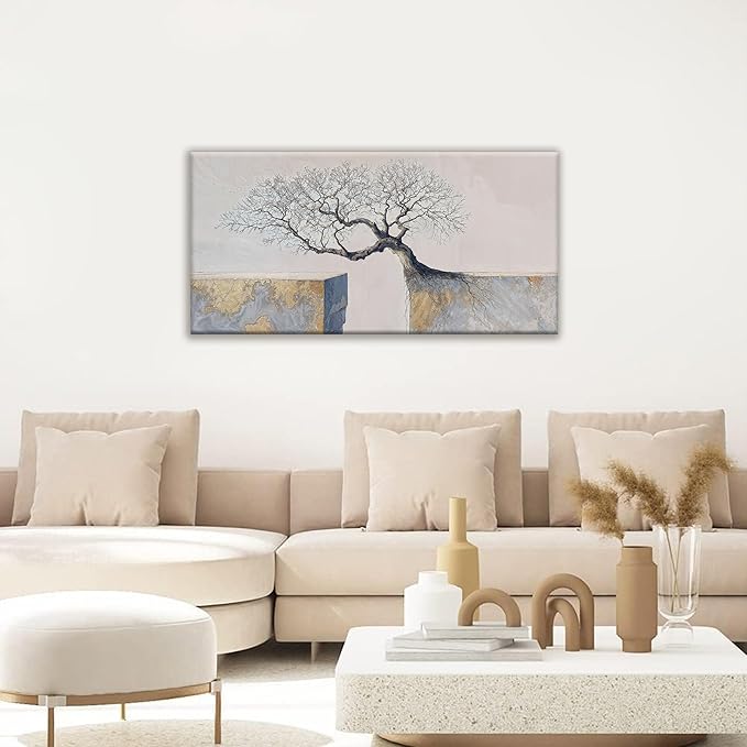 Suconvng Modern Canvas Wall Art Decor Print Paintings Tree Of Life Landscape Painting Motivational Wall Decor Prints Picture For Bedroom Office Home Kitchen Artwork Ready To Hang 20" × 40"