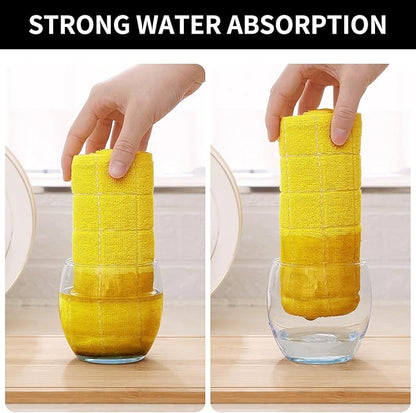 Homaxy 100% Cotton Terry Kitchen Dish Cloths, Ultra Soft and Absorbent Dish Towels for Kitchen, Perfect for Drying and Washing Dishes, 8 Pack, 12 x 12 Inches, Yellow