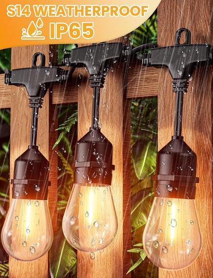 Svater Outdoor String Lights Led 105FT, Commercial Grade Patio Lights with 1W Dimmable S14 Shatterproof Bulbs, ETL Listed Heavy-Duty Outside Waterproof Cafe Bistro Market Lighting Warm White