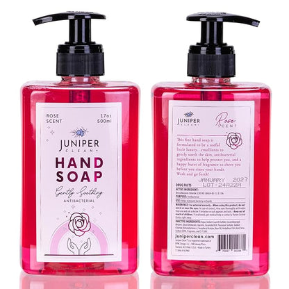 Antibacterial Hand Soap with Pump, Rose Scent, Liquid Hand Soap 17 Fl Oz (Pack of 6)