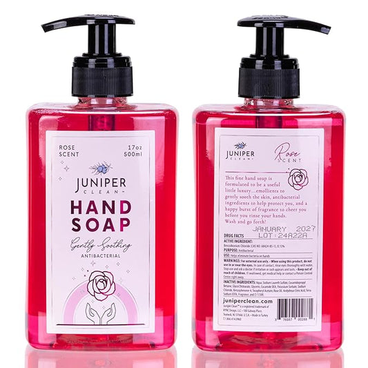 Antibacterial Hand Soap with Pump, Rose Scent, Liquid Hand Soap 17 Fl Oz (Pack of 6)