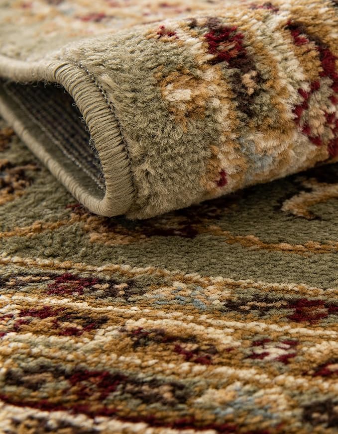 Rugs.com Aditi Collection Rug – 5x8 Oval Green Medium-Pile Rug Perfect for Living Rooms, Large Dining Rooms, Open Floorplans