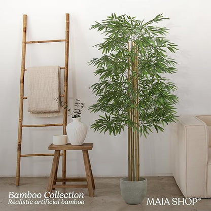 Maia Shop 71in Artificial Bamboo Tree Plant for House, Apartment or Office – Realistic Fake Indoor Plants for Living Room, Bedroom, Bathroom, Entryway or Patio – Faux Greenery for Home Décor