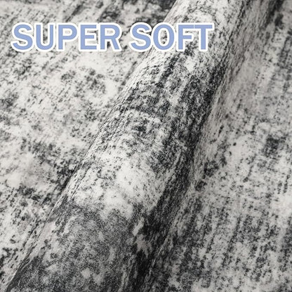 IOHOUZE Abstract Runner Rug 2x5 Ft Washable Runners for Hallways, Non Slip Kitchen Runner Printed Faux Wool Entryway Runner Indoor, Modern Abstract Floor Carpet for Hall Kitchen Bedroom, Black Grey