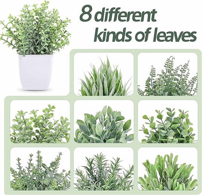 Der Rose 8 Pack Fake Plants Small Artificial Faux Potted Plants for Home Office Farmhouse Bathroom Bedroom Decor Indoor