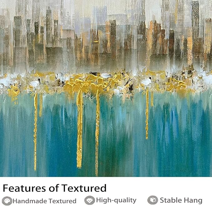 Ardemy Framed Wall Art Abstract Canvas Modern Gold Textured Wall Decor Living Room Painting Picture Artwork Bedroom Home Office, 40"x20"