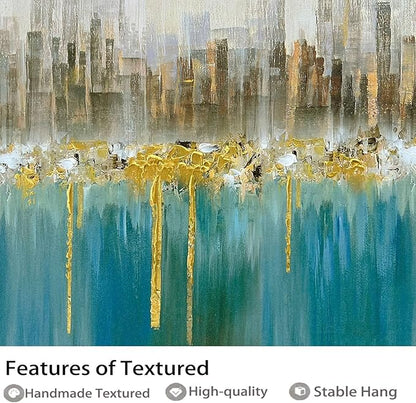 Ardemy Large Framed Wall Art Abstract Canvas Modern Gold Textured Wall Decor Living Room Painting Picture Artwork Bedroom Home Office, 48"x24"