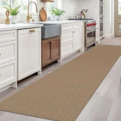 EARTHALL Woven Runner Rug 3x10 Ft Washable Runners for Hallways Long Non Slip Rubber Backed Kitchen Runner Braided Indoor Floor Carpet Runners for Entryway, Hallway, Kitchen, Orange/Tan/Brown