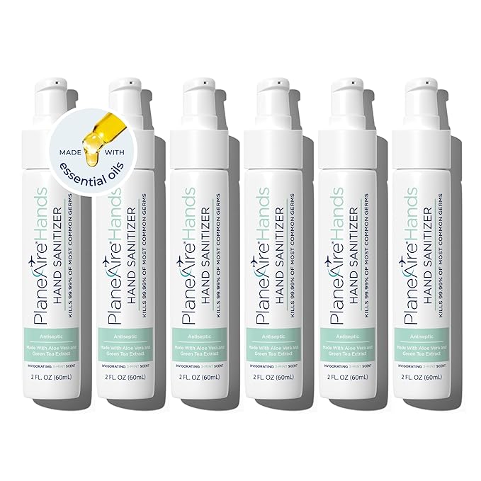 3-Mint Gel Hand Sanitizer | Soothing, Moisturizing, Hydrating | Travel Size | With Aloe Vera & Green Tea Extract | Mint Oil Blend with Peppermint Essential Oil | For Cars, Backpacks, Travel | 6-pack