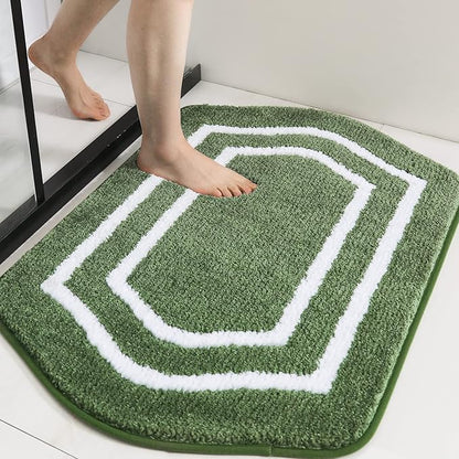 COSY HOMEER Extra Thick Bath Linen Sets Rugs - Anti-Slip Bath Mats Soft Plush 100% Strong Polyester Living Room Bathroom Water Absorbent(Green,20x32 - Inches)