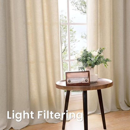 BGment Extre Long Oatmeal Linen Curtains 108 Inch Length 2 Panels for Living Room, Privacy Semi Sheer Window Drapes with Grommet Light Filtering for Bedroom, Each 52 Inch Wide