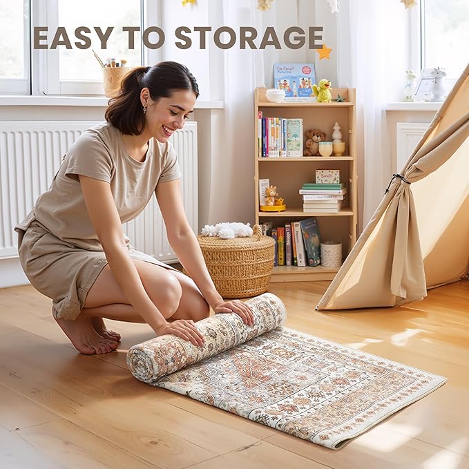 zesthome Washable Runner Rug 2.5x12 - Stain Resistant Entryway Rug,Ultra-Thin Kitchen Rugs, Anti Slip Backing Runner Rugs for Entrance Laundry Room Indoor Hallway (Orange,2.5'x12')