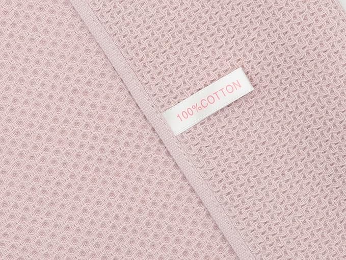 Mia'sDream Cotton Waffle Weave Hand Face Head Towel, Kitchen Tea Dish Washcloths, Soft Absorbent Bath Guest Gym, 13x28 Inch, 3 Pack (Pink)