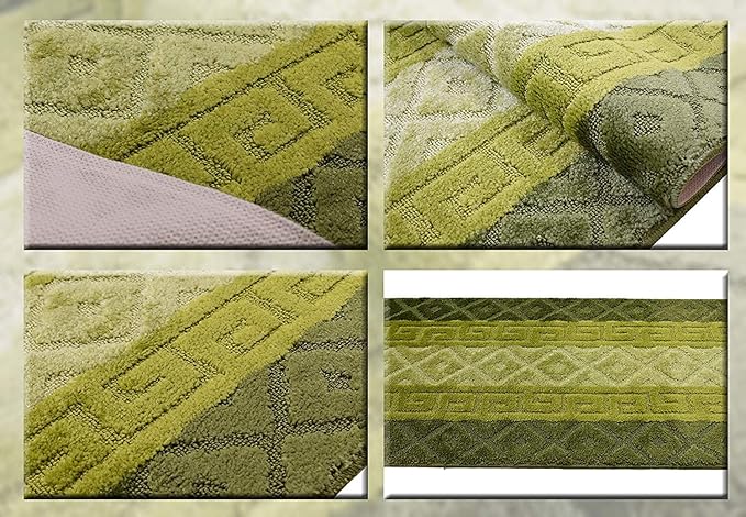 Custom Cut Hallway Runner Rug, Slip Resistant, 31 Inch Wide X Your Choice of Length, Meander Green, 31 Inch X 26 feet