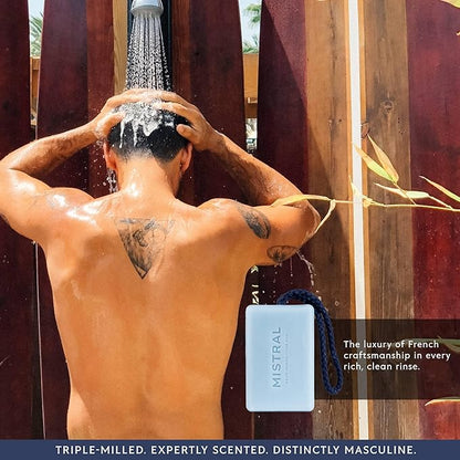 Mistral Surf Hossegor Luxury Soap on a Rope for Men | Triple-Milled Bar Soap for Men - Made in France | Men’s Natural Soap Bar, Moisturizing & Long-Lasting | Paraben, Phthalates Free | Large, 8.8 oz