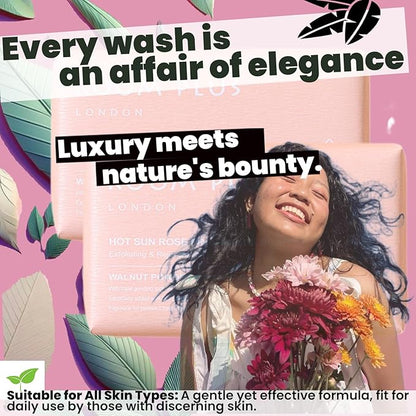 Fragrance Bar Soap,Big Brick of Bath Soap(pack of 2,14oz)Floral Scent, Exfoliates Bars,Natural Soap Bar,Made with Organic Oils, For Body and Hair, ROOMPLUS-ROSE,Moisturizing Dry Skin,Gentle Cleaning