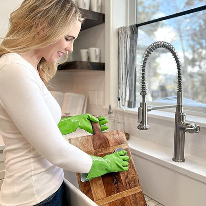 Kitchen-Star Ultimate Rubber Household PVC Gloves with Comfortable Cotton Lining, Anti-Slip surface, Kitchen Dishwashing, Extra Thickness, Kitchen Cleaning, Working, Painting, PetCare (X-Large, Green)