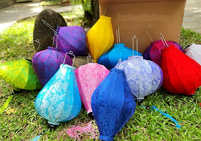 Wedding Lanterns Bulk Vietnamese Silk Lanterns 16'' for Christmas Decoration New Year Decor Garden Party Decoration (Set 50 pcs)