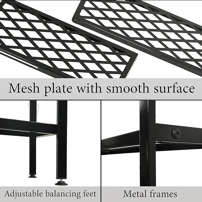 Shoe Rack For Closet, Expandable Shoes Organizer Metal Shelf Stand, 2 Tier Stackable Long Shoe Storage Holder For Floor, Entryway, Garage, Bedroom, Door Entrance For 12-18 Pairs, 45.6 inches Black