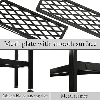 Shoe Rack For Closet, Expandable Shoes Organizer Metal Shelf Stand, 2 Tier Stackable Long Shoe Storage Holder For Floor, Entryway, Garage, Bedroom, Door Entrance For 12-18 Pairs, 45.6 inches Black