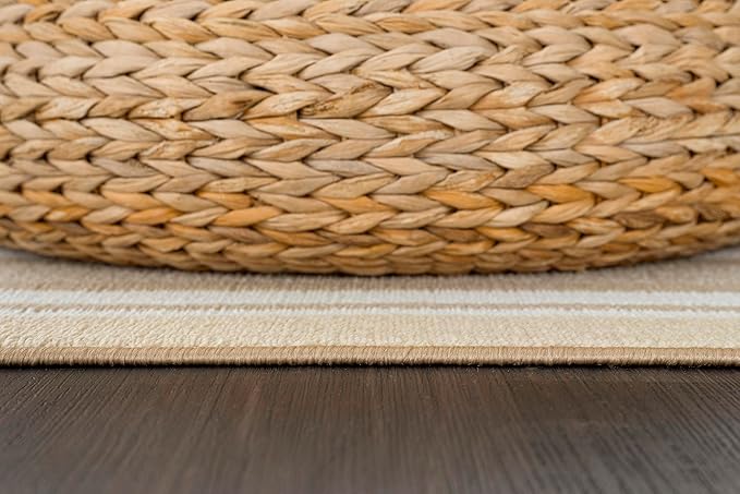 Modern Bordered Non Slip Indoor Runner Rugs for Living Room 2x5 Area Rugs for Kitchen, Rug for Bedroom, and Hallway, Stain Resistant Easy Cleaning Non Shedding Beige 2 x 5