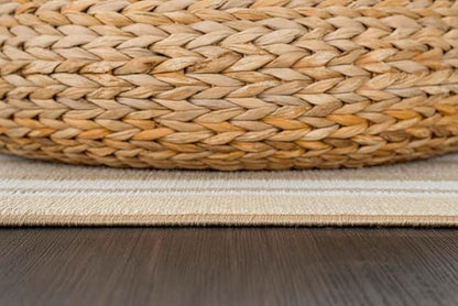Modern Bordered Non Slip Indoor Runner Rugs for Living Room 2x5 Area Rugs for Kitchen, Rug for Bedroom, and Hallway, Stain Resistant Easy Cleaning Non Shedding Beige 2 x 5