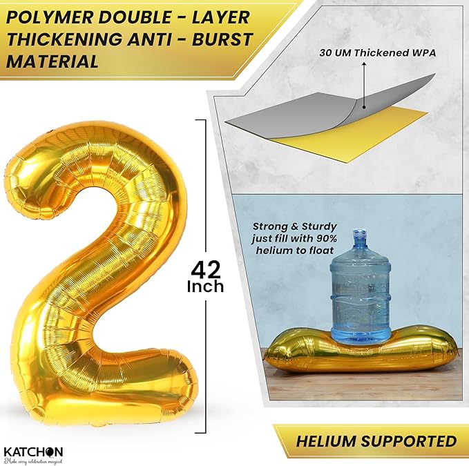 Katchon, Giant Gold 2026 Balloons - 42Inch | New Year Balloons | 2026 Balloon Numbers | Gold Balloon for New Years Decorations 2026 | NYE Decorations | New Years Eve Party Supplies 2026