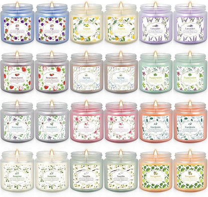 24 Pack Scented Candles with Added Natural Essential Oils, 3.5oz, Suitable for Various Festivals, Parties, Yoga, and Home Scene