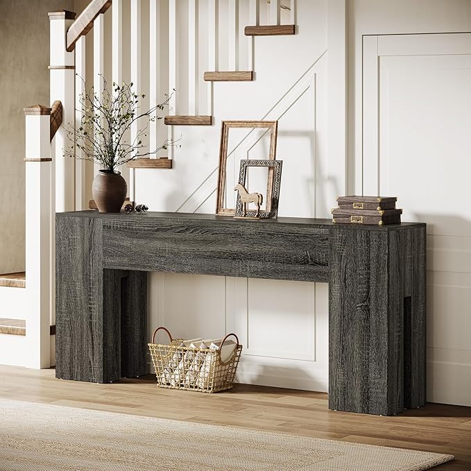 Tribesigns 71-Inch Long Console Table for Entryway, Farmhouse Sofa Console Behind Couch, Entry Table for Hallway, Foyer, Living Room, Gray