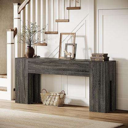 Tribesigns 71-Inch Long Console Table for Entryway, Farmhouse Sofa Console Behind Couch, Entry Table for Hallway, Foyer, Living Room, Gray