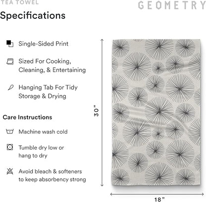 GEOMETRY Kitchen Tea Towels - Quick Dry Microfiber Dish Towels for Kitchen Linework, 18" x 30" 2 Pack