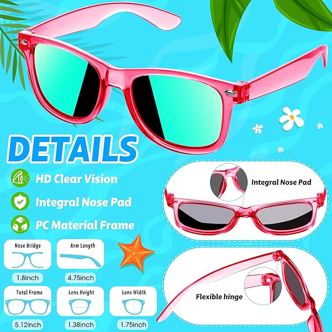 GIFTINBOX 16 Pack Kids Sunglasses, Great Gifts Party Favors For Kids 3-8, Translucent Sunglasses with UV400 Protection, Beach Pool Birthday Party Supplies