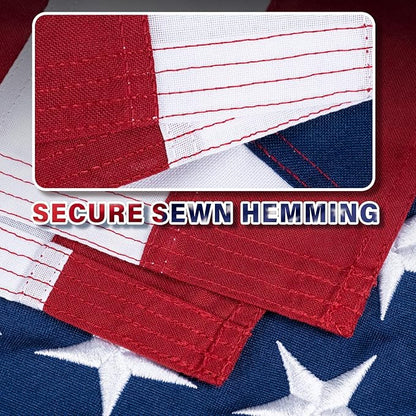 American Flag 8x12 FT TearProof Series, Heavy Duty Tough Spun Polyester USA Flags High Wind for Outside Outdoor with Durable Embroidered Stars Sewn Stripes 4 Brass Grommets
