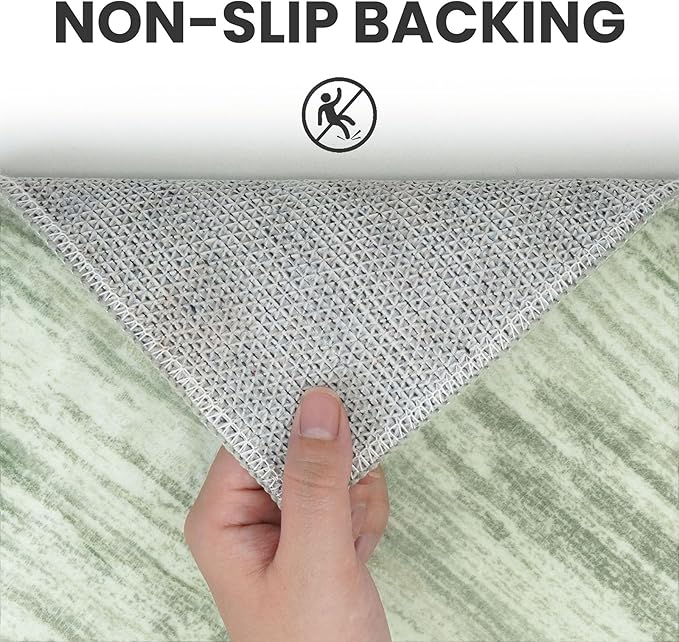 2x8 Modern Abstract Runner Rug for Hallways, Light Sage Green and Ivory Super Soft Hallway Decor Kitchen Rugs with Non-Slip, Non-Shedding Washable Rug for Entryway Bedroom Indoor