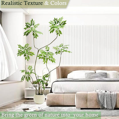 Artificial Sumac Tree：6FT Faux Mahonia Fortunei Tree Realistic Fake Floor Plant Silk Leaves & Elegant Branches in Pot Fake Plant for Minimalist Decor Indoor Home Sala Office Hotel Patio Studio
