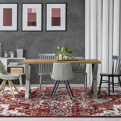 LUXE WEAVERS Moroccan Red 6x9 Medallion Area Rug for Living Rooms