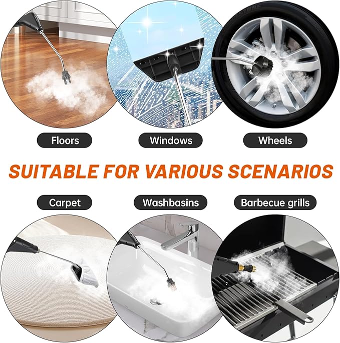 Steam Cleaner For Home, Portable Handheld Steamer For Cleaning Powerful High Pressure Steam Cleaner For Car Detailing Kitchen Grease Tile Grout(Black)