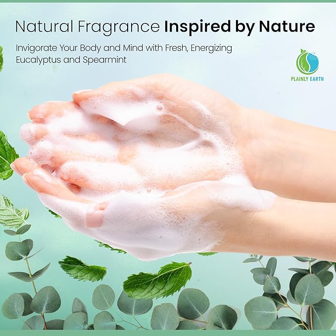 AntiMicrobial Hand Soap 64 oz - Eucalyptus Spearmint Gentle Foaming Liquid Hand Soap Refill Antibacterial - Moisturizing, Long Lasting Freshness & Safe for Skin