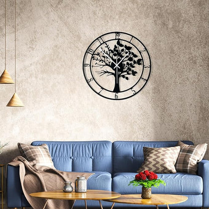 24inch/60cm Large Tree of Life Wall Clocks for Living Room Decor,Bedroom,Battery Operated Big Metal Decorative Analog Silent Non Ticking Wall Clock,Room Wall Decor (Tree of Life, 24 inches)