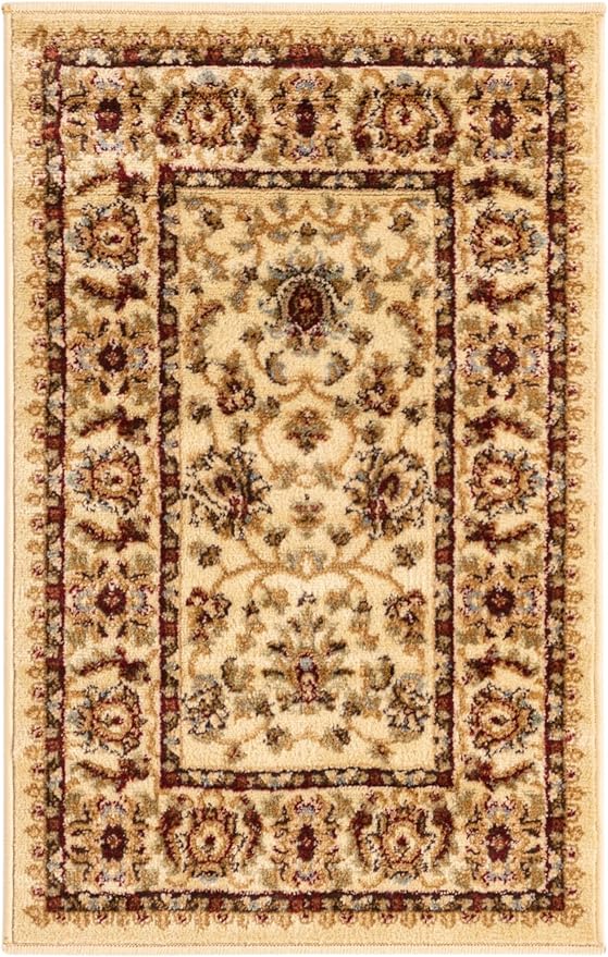 Rugs.com Aditi Collection Rug – 2' 2 x 3' Cream Low Rug Perfect for Living Rooms, Large Dining Rooms, Open Floorplans