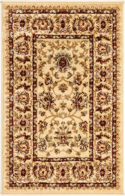 Rugs.com Aditi Collection Rug – 2' 2 x 3' Cream Low Rug Perfect for Living Rooms, Large Dining Rooms, Open Floorplans