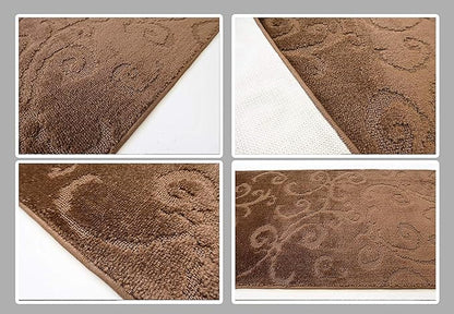12 FT Long Non-Slip Washable Carpet Runner Rug with Rubber Backing, Brown (26" X 12'), Custom Floor Mat for Kitchen Hallway Stairs Bedroom Bathroom Entryway, Your Choice of Length, Scroll Pattern