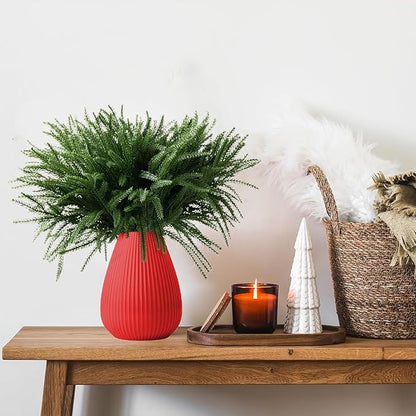 Christmas Decor Norfolk Pine Stems, 12 Pcs Artificial Pine Branches, Realistic Faux Greenery Stems, 19-Inch Pine Picks for Christmas Decorations, DIY Crafts, Wedding & Home Accents (No vase)