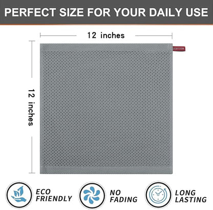 Kitinjoy 100% Cotton Kitchen Dish Cloths (12 X 12 Inches, Grey),6 Pack Waffle Weave Ultra Soft Absorbent Dish Towels for Drying Dishes Quick Drying Kitchen Towels Dish Rags