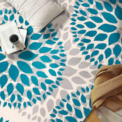Rugshop Modern Blue Floral Circles Design Area Rug – Elegant Non-Shedding, 6'6" Round for Living Room, Bedroom, Dining Room, Kitchen