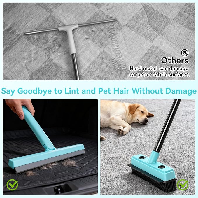 Rubber Broom for Carpet Pet Hair Remover,with Multifunction Magic Broom,air Broom,for pet Removal Fluff Carpet, Hardwood Floor, Cleans Glass, Fine Dust, Hair, Liquid (Black)