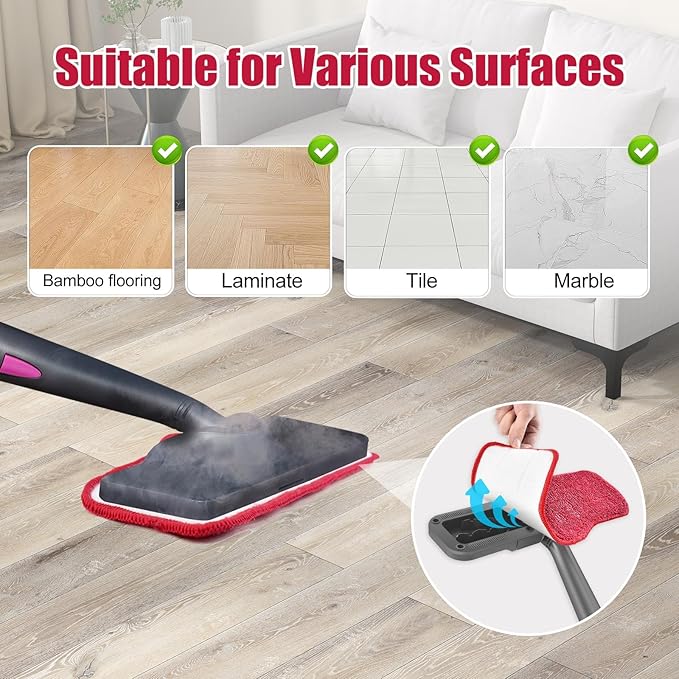 Steam Mop Pads for Schenley, 6-Pack Microfiber Pads for Schenley Steam Mop 7 in 1, Machine Washable Reusable Replacement Mop Pads Compatible with Schenley Steam Mop Cleaner